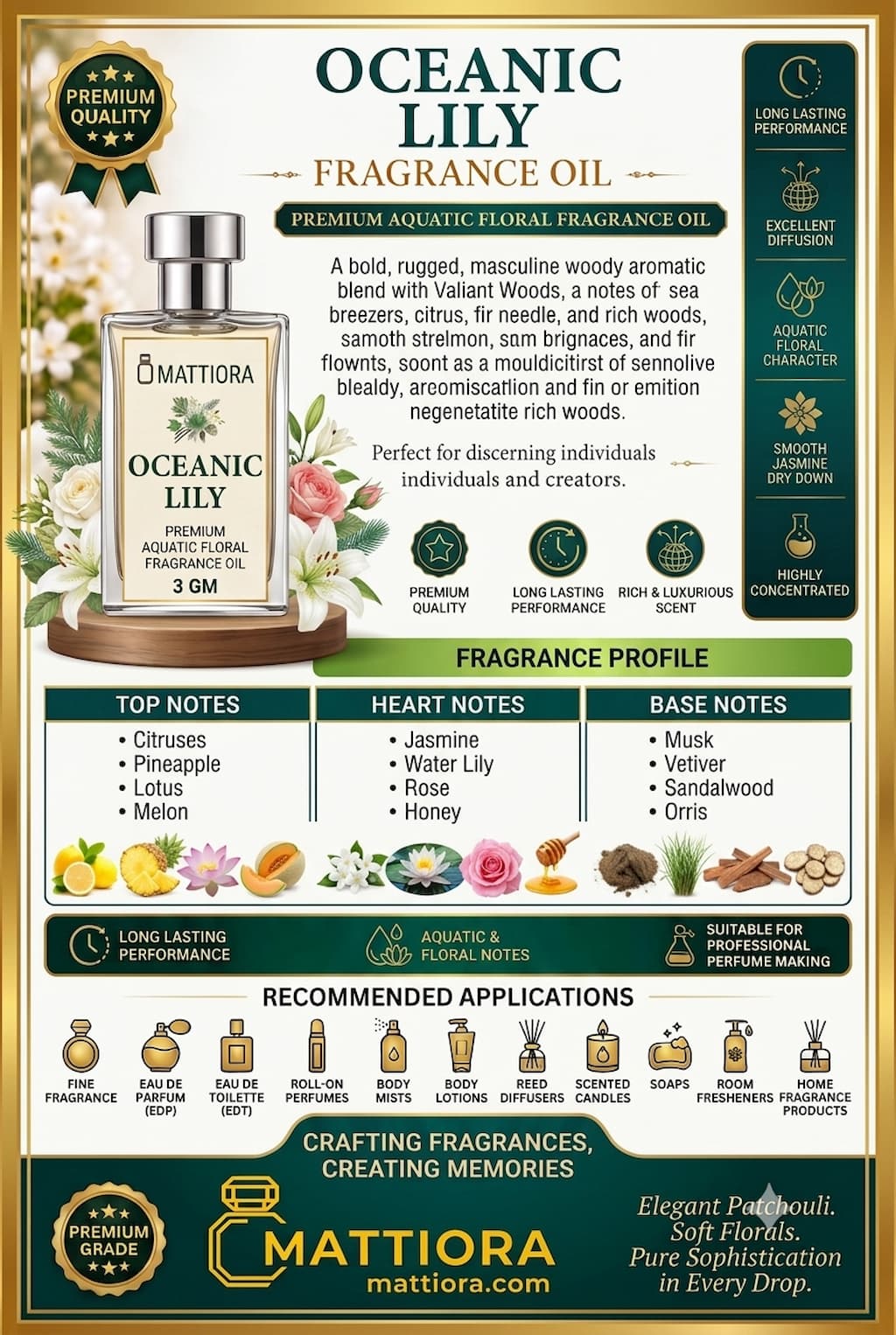 Oceanic Lily Premium Aquatic Floral Fragrance Oil | Mattiora • Premium Inspired Fragrance Oils