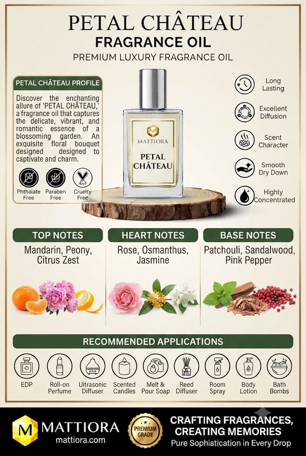 Petal Château Premium Floral Citrus Fragrance Oil | Mattiora • Premium Inspired Fragrance Oils