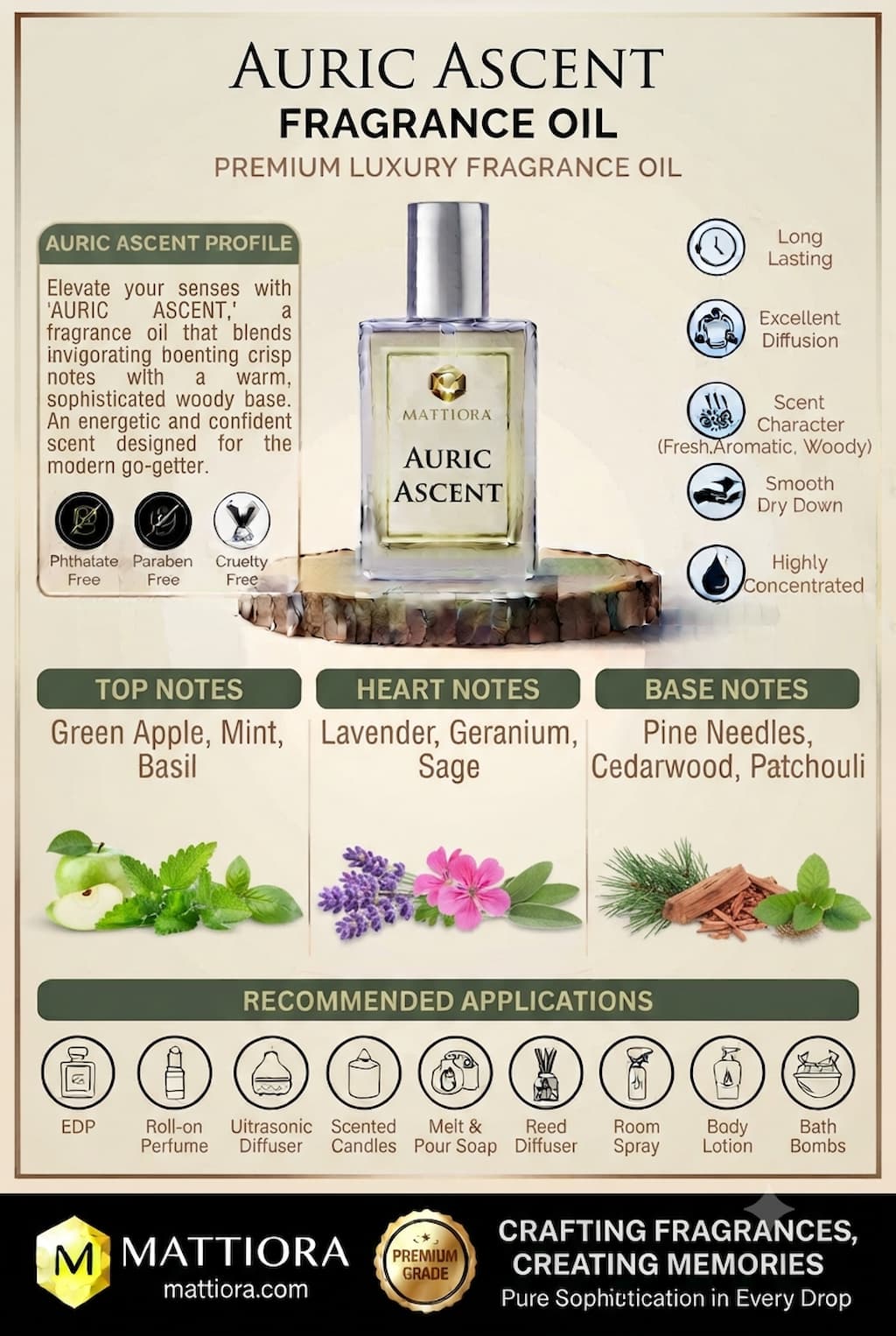 Auric Ascent Premium Fresh Aromatic Woody Fragrance Oil | Mattiora • Premium Inspired Fragrance Oils
