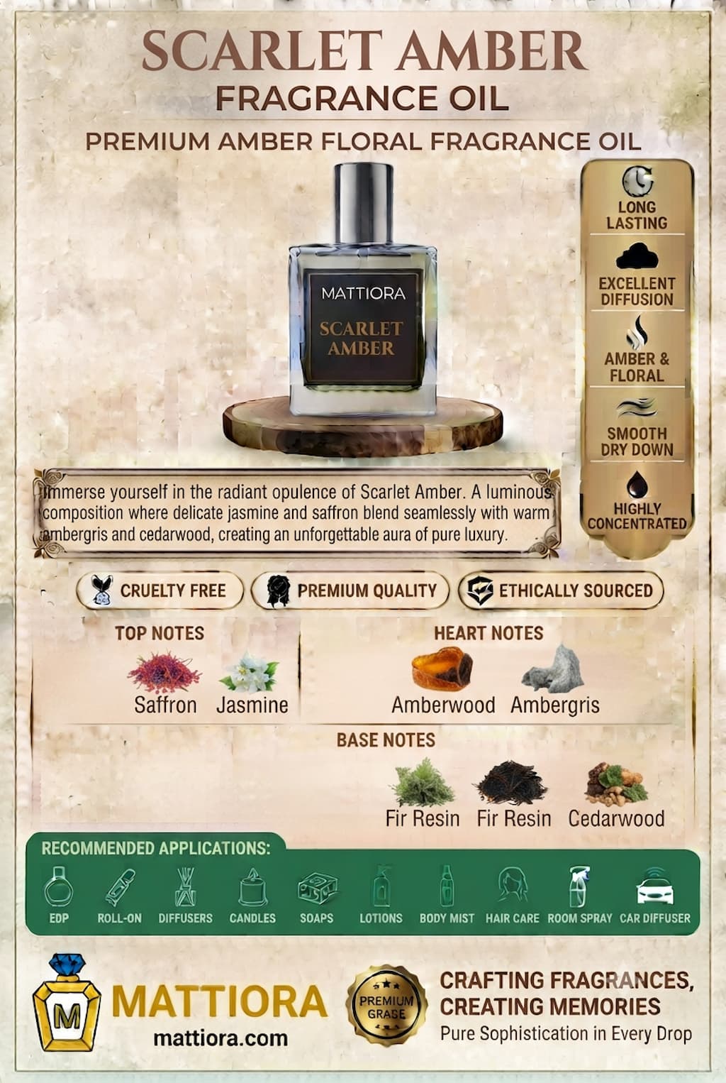 Scarlet Amber Premium Amber Floral Fragrance Oil | Mattiora • Premium Inspired Fragrance Oils