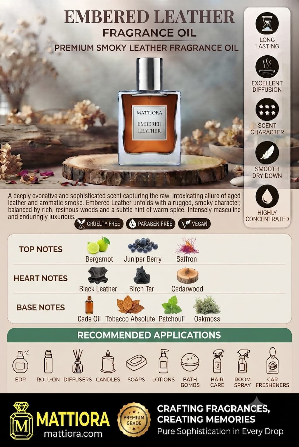 Embered Leather Premium Smoky Leather Fragrance Oil | Mattiora  • Premium Inspired Fragrance Oils