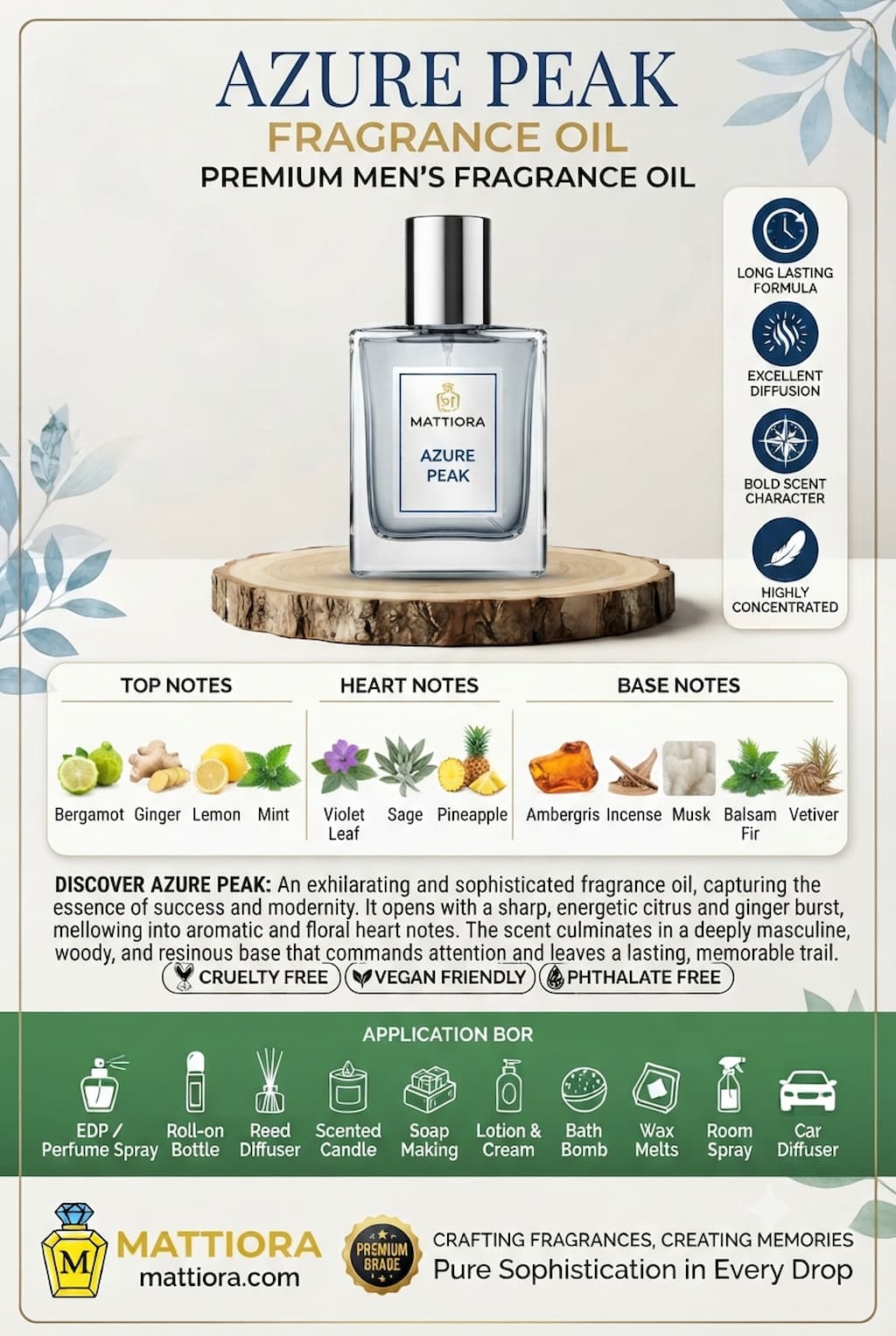 Azure Peak Premium Men's Fragrance Oil | Mattiora • Premium Inspired Fragrance Oils